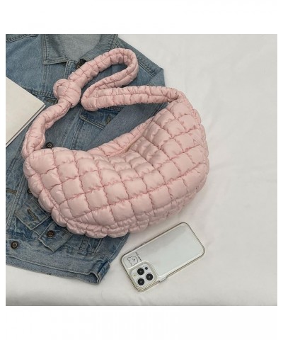 Women Puffer Tote Bag Large Capacity Quilted Shoulder Bag Zippper Puffy Crossbody Bag Bubble Satchel Sling Bag Commuti Pink $...