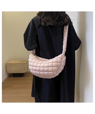 Women Puffer Tote Bag Large Capacity Quilted Shoulder Bag Zippper Puffy Crossbody Bag Bubble Satchel Sling Bag Commuti Pink $...