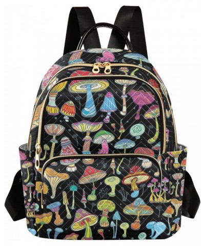 Botanic Women Backpack Mushroom Fungus Cute Colorful Anti-Theft Travel Backpack with Luggage Belt Lightweight Handbag Lady Pu...