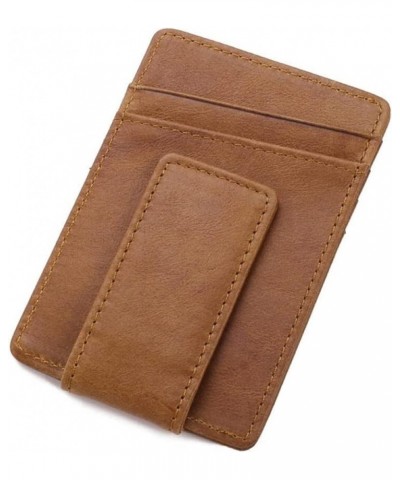 Vintage Leather Slim Money Clip Wallet Small Credit Card Purse with Coin Bag Thin Pocket Clamp Cash Holder $38.50 Wallets