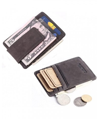 Vintage Leather Slim Money Clip Wallet Small Credit Card Purse with Coin Bag Thin Pocket Clamp Cash Holder $38.50 Wallets