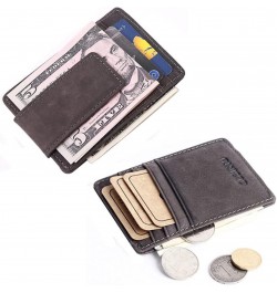 Vintage Leather Slim Money Clip Wallet Small Credit Card Purse with Coin Bag Thin Pocket Clamp Cash Holder $38.50 Wallets