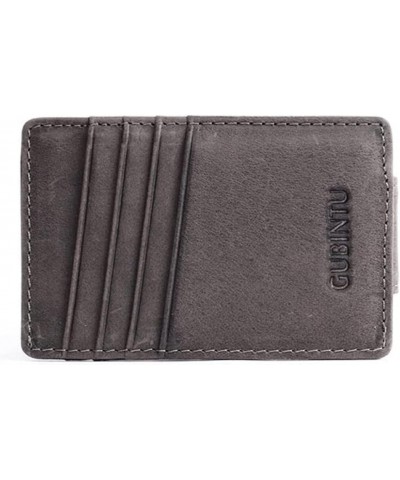 Vintage Leather Slim Money Clip Wallet Small Credit Card Purse with Coin Bag Thin Pocket Clamp Cash Holder $38.50 Wallets