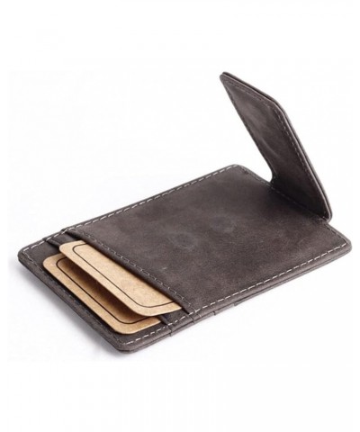 Vintage Leather Slim Money Clip Wallet Small Credit Card Purse with Coin Bag Thin Pocket Clamp Cash Holder $38.50 Wallets