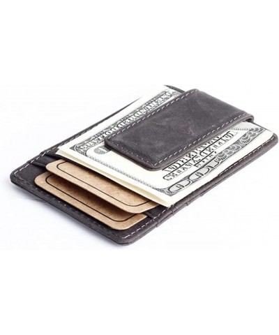 Vintage Leather Slim Money Clip Wallet Small Credit Card Purse with Coin Bag Thin Pocket Clamp Cash Holder $38.50 Wallets