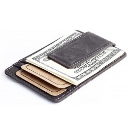 Vintage Leather Slim Money Clip Wallet Small Credit Card Purse with Coin Bag Thin Pocket Clamp Cash Holder $38.50 Wallets