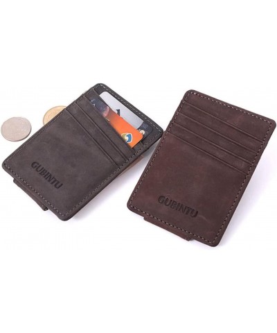 Vintage Leather Slim Money Clip Wallet Small Credit Card Purse with Coin Bag Thin Pocket Clamp Cash Holder $38.50 Wallets