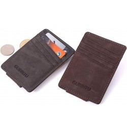 Vintage Leather Slim Money Clip Wallet Small Credit Card Purse with Coin Bag Thin Pocket Clamp Cash Holder $38.50 Wallets