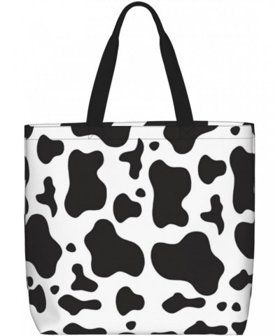 Women'S Soft Tote Shoulder Bag Cow-Spots-Print Foldable Travel Purse With Zipper Closure $13.94 Totes