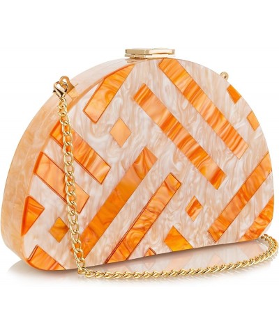 Clutch Purses Women Semicircle Evening Bag Crossbody Bag for Women Elegant Handbags for Wedding Cocktail Party Prom Orange Pi...