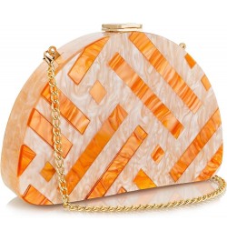 Clutch Purses Women Semicircle Evening Bag Crossbody Bag for Women Elegant Handbags for Wedding Cocktail Party Prom Orange Pi...