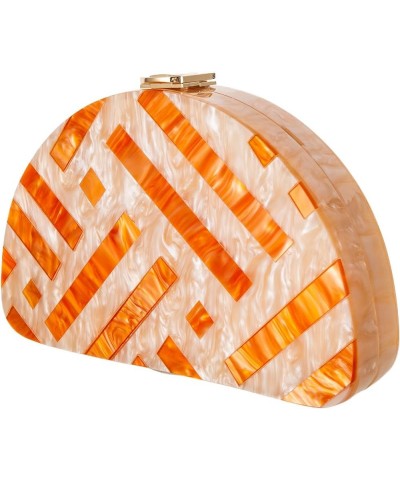 Clutch Purses Women Semicircle Evening Bag Crossbody Bag for Women Elegant Handbags for Wedding Cocktail Party Prom Orange Pi...