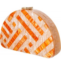 Clutch Purses Women Semicircle Evening Bag Crossbody Bag for Women Elegant Handbags for Wedding Cocktail Party Prom Orange Pi...