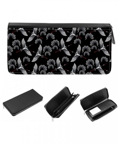 Women's Zip Around Wallet and Phone Clutch - RFID Blocking with Card Holder Organizer - Japanese Style Flying Cranes $12.03 W...