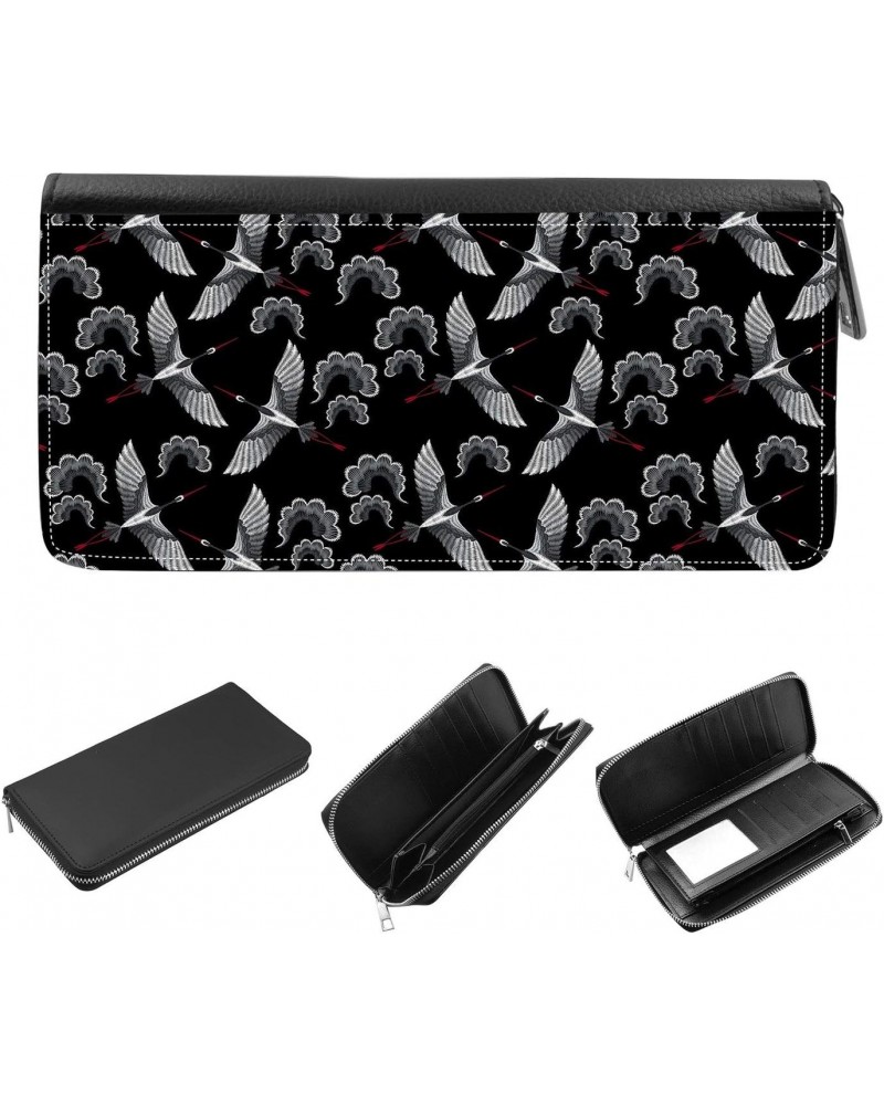 Women's Zip Around Wallet and Phone Clutch - RFID Blocking with Card Holder Organizer - Japanese Style Flying Cranes $12.03 W...