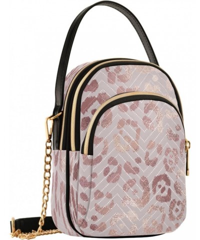 Crossbody Bags Crossbody Purse Chest Bag Leopard Print Cheetah Rose Gold for Women Trendy $11.76 Crossbody Bags