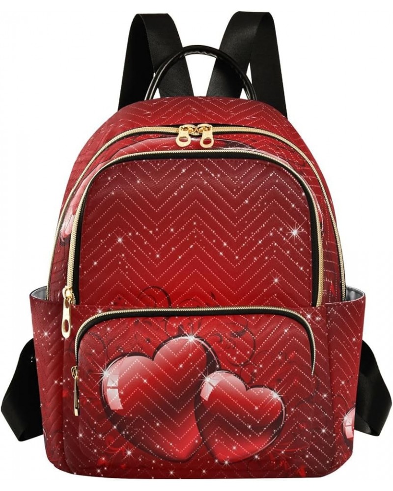 Fashion Backpack Mini Backpack Purse Casual Daily Backpack Valentines Glitters Love Hearts for Travel for College Work Medium...