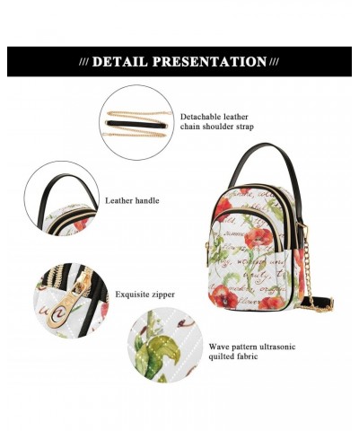 Poppy Flowers Summer Crossbody Bag for Women Cell Phone Purse Wallet with Removable Chain Shoulder Handbag for Travel Phone W...