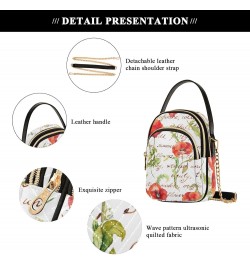 Poppy Flowers Summer Crossbody Bag for Women Cell Phone Purse Wallet with Removable Chain Shoulder Handbag for Travel Phone W...