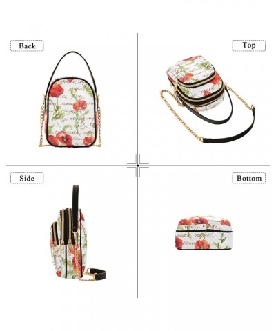 Poppy Flowers Summer Crossbody Bag for Women Cell Phone Purse Wallet with Removable Chain Shoulder Handbag for Travel Phone W...