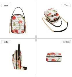 Poppy Flowers Summer Crossbody Bag for Women Cell Phone Purse Wallet with Removable Chain Shoulder Handbag for Travel Phone W...