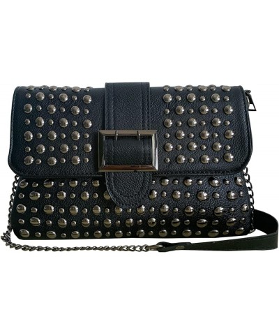 Women Ladies Punk Rivet Purse Satchel PU Leather Shoulder Crossbody Top-handle Bag Tote Handbag Black Round Rivet $21.93 Totes