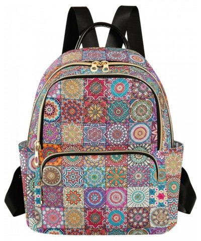 Mini Backpack for Women, Mexican Tiles Mandala Travel Backpack Purse for Ladies, Small Bookbag Daypack Shoulder Bag M Multi82...