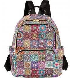 Mini Backpack for Women, Mexican Tiles Mandala Travel Backpack Purse for Ladies, Small Bookbag Daypack Shoulder Bag M Multi82...