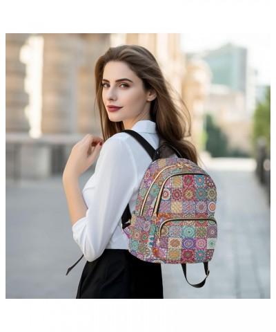 Mini Backpack for Women, Mexican Tiles Mandala Travel Backpack Purse for Ladies, Small Bookbag Daypack Shoulder Bag M Multi82...