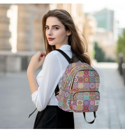 Mini Backpack for Women, Mexican Tiles Mandala Travel Backpack Purse for Ladies, Small Bookbag Daypack Shoulder Bag M Multi82...