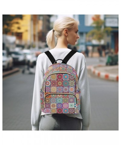 Mini Backpack for Women, Mexican Tiles Mandala Travel Backpack Purse for Ladies, Small Bookbag Daypack Shoulder Bag M Multi82...