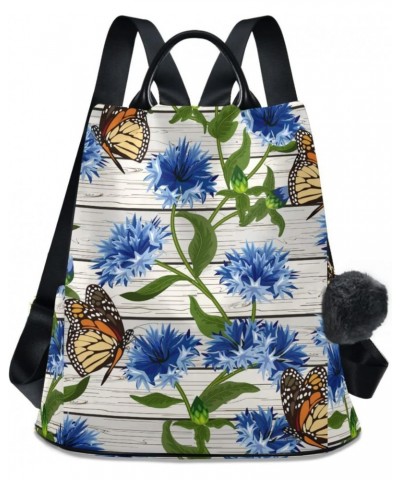 Butterflies and Blue Flowers Backpack Purse for Women Travel Casual Daypack College Bookbag Work Business Ladies Shoulder Bag...