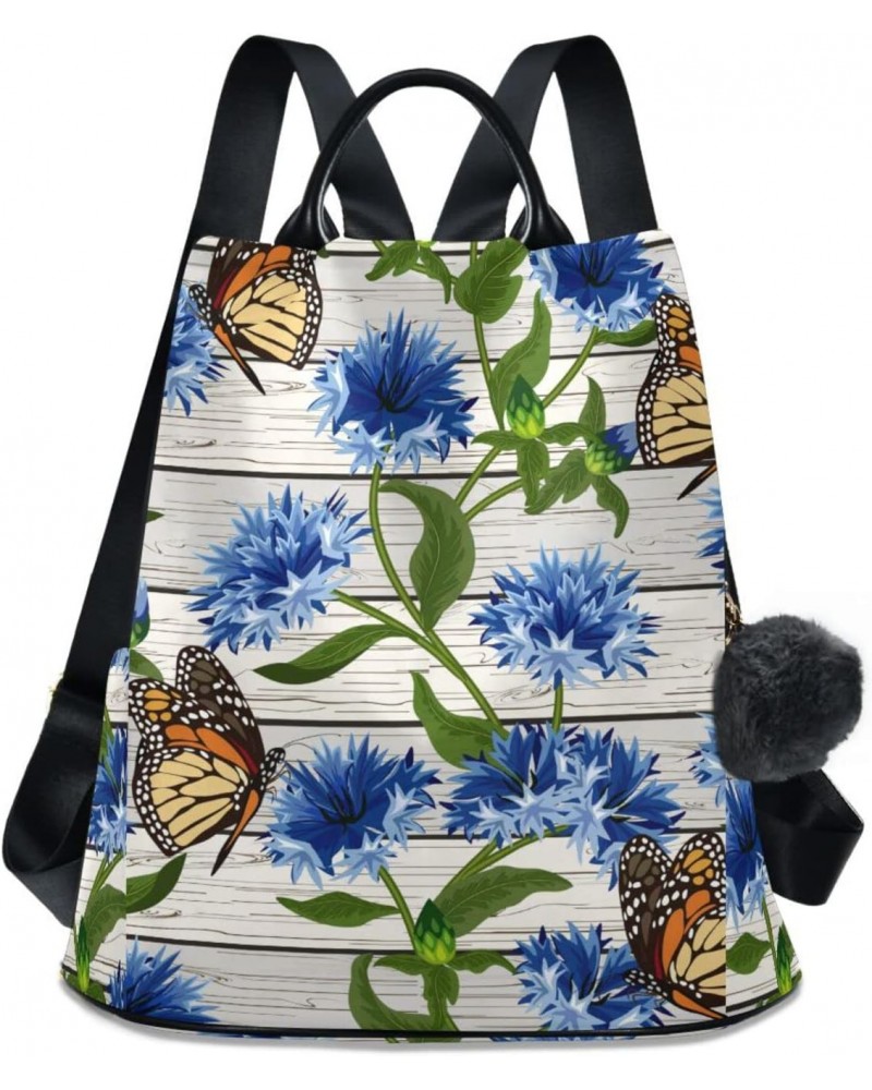 Butterflies and Blue Flowers Backpack Purse for Women Travel Casual Daypack College Bookbag Work Business Ladies Shoulder Bag...