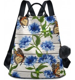 Butterflies and Blue Flowers Backpack Purse for Women Travel Casual Daypack College Bookbag Work Business Ladies Shoulder Bag...