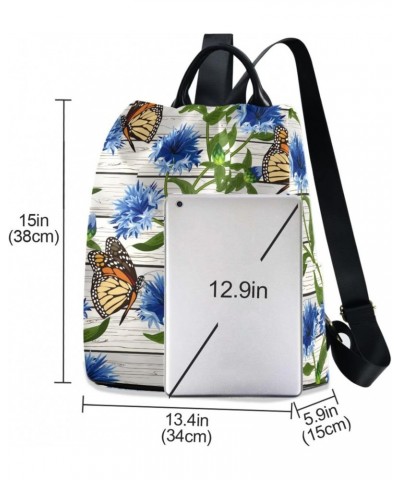 Butterflies and Blue Flowers Backpack Purse for Women Travel Casual Daypack College Bookbag Work Business Ladies Shoulder Bag...