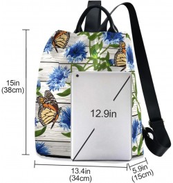 Butterflies and Blue Flowers Backpack Purse for Women Travel Casual Daypack College Bookbag Work Business Ladies Shoulder Bag...