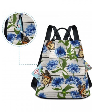 Butterflies and Blue Flowers Backpack Purse for Women Travel Casual Daypack College Bookbag Work Business Ladies Shoulder Bag...