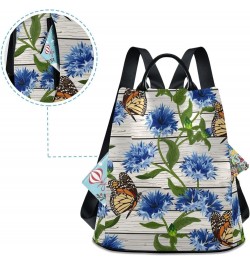 Butterflies and Blue Flowers Backpack Purse for Women Travel Casual Daypack College Bookbag Work Business Ladies Shoulder Bag...