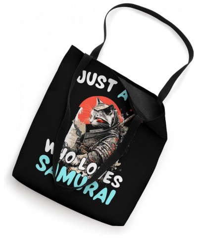 Just A Boy Who Loves Samurai Funny Samurai Cat Boys Men Tote Bag $14.74 Totes