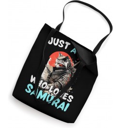 Just A Boy Who Loves Samurai Funny Samurai Cat Boys Men Tote Bag $14.74 Totes