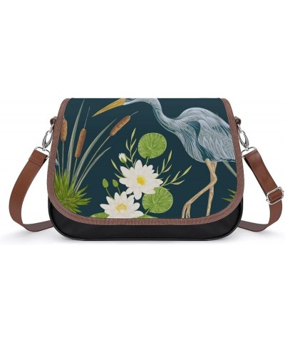 Printed Crossbody Bag Shoulder Bag PU Leather Women's Designer Satchels Parrot Flowers Plants Color12 $24.47 Satchels