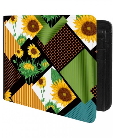 Unique Desige Pattern - Vintage floral patchwork pattern with sunflowers, Slim Front Pocket Wallet Billfold RFID Blocking $11...