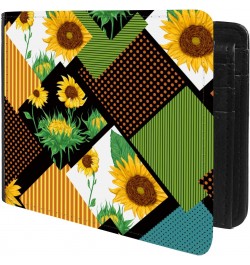 Unique Desige Pattern - Vintage floral patchwork pattern with sunflowers, Slim Front Pocket Wallet Billfold RFID Blocking $11...