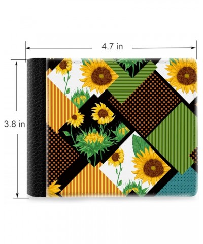 Unique Desige Pattern - Vintage floral patchwork pattern with sunflowers, Slim Front Pocket Wallet Billfold RFID Blocking $11...