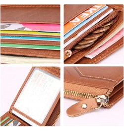 Classic Leather Wallet, RFID Blocking Bifold Security Zipper Wallet, Multi Credit Card Holder Travel Wallet (Brown) $18.88 Wa...