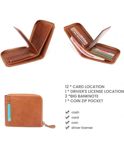 Classic Leather Wallet, RFID Blocking Bifold Security Zipper Wallet, Multi Credit Card Holder Travel Wallet (Brown) $18.88 Wa...