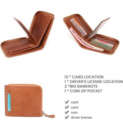 Classic Leather Wallet, RFID Blocking Bifold Security Zipper Wallet, Multi Credit Card Holder Travel Wallet (Brown) $18.88 Wa...