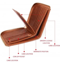 Classic Leather Wallet, RFID Blocking Bifold Security Zipper Wallet, Multi Credit Card Holder Travel Wallet (Brown) $18.88 Wa...