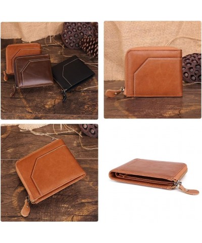 Classic Leather Wallet, RFID Blocking Bifold Security Zipper Wallet, Multi Credit Card Holder Travel Wallet (Brown) $18.88 Wa...