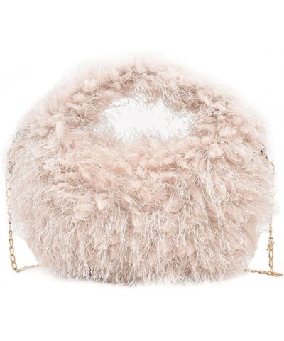 Small PlushTote Bag for Women Furry Bucket Shoulder Bag Mini Fluffy Crossbody Handbag Fuzzy Bags Purse In Winter Beige $13.23...